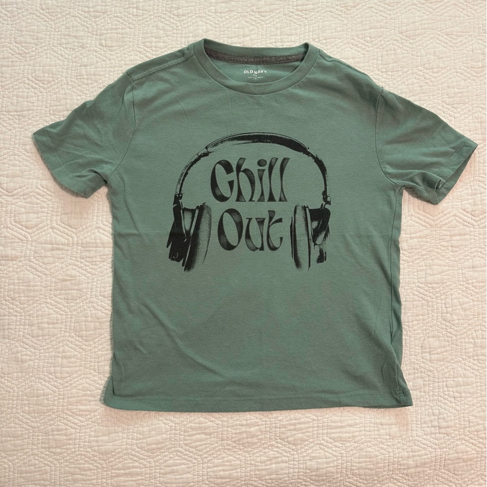 Old Navy Green Tee with Headphones Print